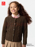 优衣库童装女童souffle yarn舒芙蕾开衫长袖毛衣外套新款478173 38 深褐色 140 实拍图