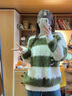 風采兔 毛衣女款2025新款冬条纹撞色减龄加厚设计感宽松慵懒风潮针织衫 绿色 均码 实拍图