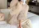 傲列2024秋冬轻奢品质貉子毛双面编织皮草女中长减龄狐狸毛毛外套大衣 米色 均码 实拍图