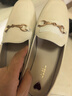他她（TATA）方头乐福鞋女休闲平底一脚蹬小皮鞋女单鞋春秋款FLC22AM4 米色 39 实拍图