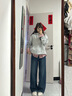 森马（Semir）牛仔裤女抓毛阔腿裤港风冬季2025显腿长拖地裤ins潮109725124002 实拍图
