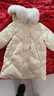 鸭鸭儿童羽绒服女童中长款洋气冬季加厚毛领中大童极寒保暖童装外套WJ 米色 90 实拍图