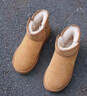 骆驼（CAMEL）懒人毛毛鞋雪地靴女反绒增高厚底冬季保暖靴 L23W275056 驼色 39 实拍图