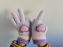 牧萌儿童手套秋冬季男女童保暖全指手套宝宝小学生女孩针织手套 紫色 实拍图
