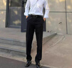 罗蒙（ROMON）男士商务西裤2025直筒宽松男裤西装裤春秋季加绒休闲长裤子通勤裤 黑色 秋季 厚款 31 腰围二尺四 实拍图