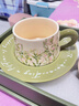 SUCCOHOMEWARE小清新花卉咖啡杯套装礼盒 ins风复古陶瓷马克杯新婚礼物搬家乔迁 百合绿(一杯一碟一勺)礼品包装 实拍图