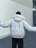 F426【赵露思同款】新国标90绒加厚大毛领工装派克连帽羽绒服 白灰色 XL 实拍图