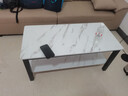 修乐（XIULE）茶几客厅家用茶桌钢化玻璃茶台仿岩板大理石茶几轻奢感小桌子 【加粗钢架】白纹理+黑架100cm 实拍图