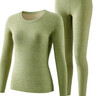 宝派保暖内衣套装男无痕羊绒暖护贴抗菌加绒圆领打底秋衣秋裤女秋冬季 羊绒暖护贴PLUS版女牛油果绿 XL 实拍图