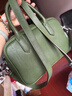 裘真【明星推荐】宽宽包植鞣牛皮休闲斜挎包手提保龄球包女 绿色 实拍图