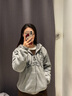 盖璞（GAP）男女装春款LOGO仿羊羔绒宽松连帽衫卫衣美版789781 灰色 S 美码  M亚洲码175/92A 实拍图