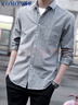 罗蒙（ROMON）牛津纺长袖衬衫男士弹力抗皱白衬衫舒适修身衬衣外套男灰色L 实拍图
