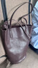 裘真慵懒遇水桶包女腋下单肩包复古通勤包头层植鞣牛皮包包 咖啡色-小号 实拍图