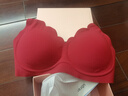 ubras虞书欣同款钻石纱夹心软支撑花瓣杯文胸内衣女胸罩 背心-丝绒红 M 实拍图