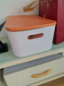 晟旎尚品杂物收纳盒家用零食玩具桌面储物盒宿舍衣柜衣服塑料整理箱收纳箱 加大号带盖【加高款】白箱橙盖*2 实拍图