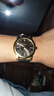 新款商务男士手表非机械表大表盘数字面皮革表带夜光石英机芯腕表 【数字表盘】金壳黑面 实拍图