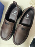 意尔康男鞋秋季羊皮舒适一脚蹬皮鞋男软面套脚商务休闲鞋 59171W 棕色38 实拍图