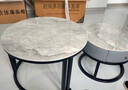 欧圣德北欧岩板茶几简约现代创意小户型家用客厅轻奢圆形桌组合小茶几 [黑架白柜]50+70鱼肚白 实拍图