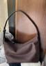 裘真【明星同款】植鞣胎牛皮腋下经典hobo包通勤真皮女包 咖啡色-大号(胎牛皮版) 小包/大包 实拍图