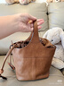 裘真复古遇花篮包手提斜挎牛皮包通勤休闲大容量菜篮子包 大象灰 实拍图