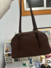 裘真植鞣头层羊皮悠悠保龄球包女复古休闲大容量手提单肩包 咖啡色肩带款-羊皮 预售20天 实拍图