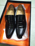 老人头皮鞋男秋冬季新款亮皮男士商务正装鞋尖头真皮透气婚鞋男鞋 套脚平跟款-黑色 41 实拍图
