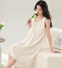 猫人女士睡衣睡裙女夏季带胸垫吊带无袖睡衣云朵棉可外穿家居服月光米 实拍图