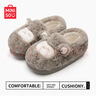 名创优品（MINISO）羊咩咩棉拖鞋女秋冬包跟家居室内厚底月子毛毛拖鞋深灰包跟 40-41 实拍图