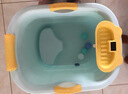 奔麦婴儿洗澡盆儿童洗澡桶圆形宝宝泡澡桶浴桶可坐加厚塑料沐浴盆家用 加大号(0-6岁适用)【感温款】蓝 实拍图