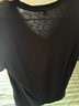 优衣库女装竹节纱V领T恤/短袖棉白T上衣打底内搭春夏新款483576 09 黑色 M /160/84A 实拍图