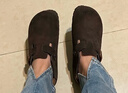 东园物作勃肯鞋男女同款包头拖鞋秋冬情侣2025最新款时尚厚底休闲外穿拖鞋 深棕色【软木厚底+牛反绒】 38 【正码】 实拍图