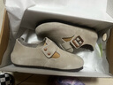 东园物作真皮休闲日系外穿舒适百搭真皮软木男女款圆头平底防滑全包勃肯鞋 浅灰色 37 【偏大一码】 实拍图