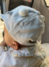 爱宝适婴儿帽子春秋款0-8个月儿童鸭舌帽防风卡通宝宝胎帽 蓝色 S383 实拍图