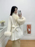 傲列气质斗篷感毛呢外套女狐狸毛领25秋冬新款双面羊绒大衣中长款 白色(围脖＋袖口毛) S 实拍图