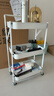 折叠小推车置物架落地厨房多层移动零食架子浴室卫生间收纳储物架 升级扶手】三层白色免安装可折叠 实拍图