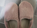 优调棉拖鞋女乳胶防踩塌厚底抑菌防臭居家秋冬保暖情侣拖鞋男 粉38-39 实拍图