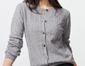 优衣库女装纽花圆领针织开衫/毛衣外套空调衫通勤秋冬新款481477 03 灰色 S 实拍图
