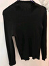 三彩2025冬季新款纯色坑条针织衫半高领修身打底衫长袖M 经典黑 S 155/80A 实拍图