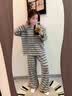 南木熊睡衣女春薄款德绒家居服套装韩版条纹圆领长袖保暖打底衫女可外穿 条纹睡衣M码【80-100斤】 实拍图