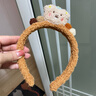 毛绒小熊洗脸发箍女高颅顶压发敷面膜专用头箍发饰2024冬季新款 咖色/ 实拍图