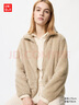 优衣库女装男装长绒摇粒绒拉链茄克/长袖外套夹克冬新款479611 30 浅米色 S 实拍图