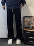 主意范（ZHUYIFAN）胖子大码230斤裤子男直筒秋冬款工装裤潮牌大码直筒阔腿休闲裤 A001-K1050黑色 XL (175) 130-150斤可穿 实拍图