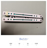 yy钢鹦鹉螺 夜光款蝴蝶刀【桔梗balisong】不锈钢内衬安全未开刃 白绿白刃 实拍图