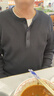优衣库男装女装情侣华夫格亨利领套头衫长袖T恤25秋冬新款479784 09 黑色 XL 实拍图