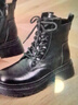 达芙妮靴子女马丁靴女秋季新品爆款2025厚底百搭英伦风短靴显脚小女靴 黑色【单里8孔】 37 实拍图