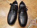 红蜻蜓男鞋平底秋冬牛皮休闲鞋男圆头商务正装皮鞋男WTA306871黑色38 实拍图