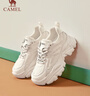 骆驼（CAMEL）老爹鞋女潮酷网布皮面拼接双系带厚底休闲鞋 L24S283079 米白 36 实拍图