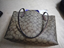 蔻驰（COACH）【品牌直供】女士中号托特包单肩手提包卡其色拼棕色4455 实拍图