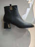 达芙妮高跟鞋女法式粗跟短靴增高显瘦皮靴女4622607023 黑色（加绒） 38 实拍图