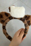 猫耳朵毛绒发箍豹纹KT猫酱发箍女洗脸化妆头箍卡通发饰 虎纹白猫/ 实拍图